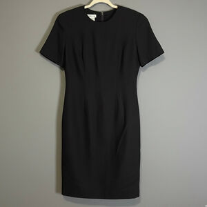 Talbots 100% Wool Black Short Sleeve Sheath Dress Women’s Size 8 Lined